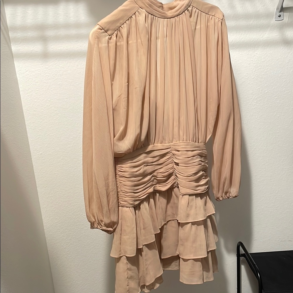 Gianni Bini Pink Tiered Long Sleeve Gown